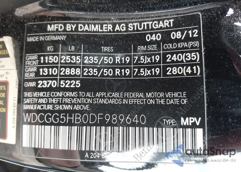2013 Mercedes-Benz Glk 350 from USA, damaged, VIN WDCGG5HB0DF989640